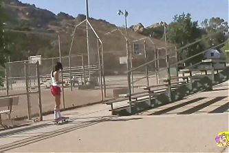 Lesbian skater girl follows the brunette back home to use anal sex toys on themselves